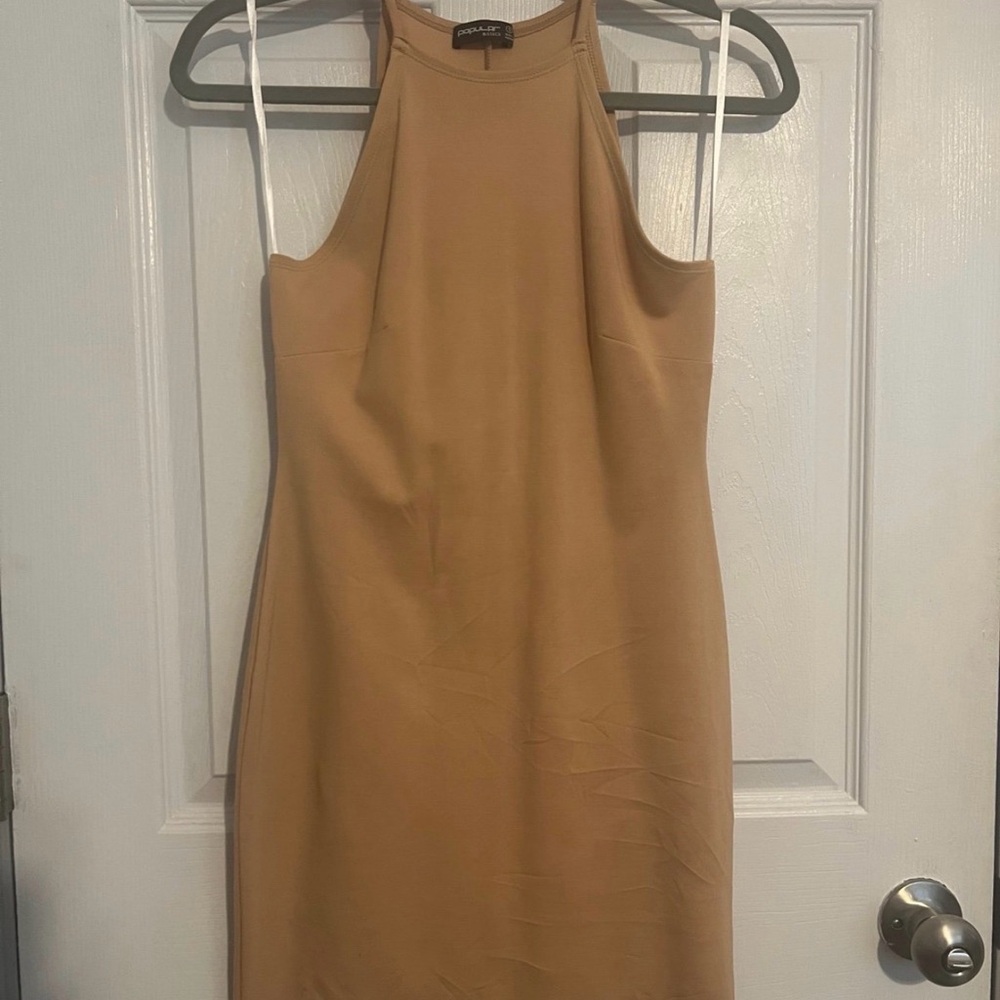 Elegant Tan Mini Dress